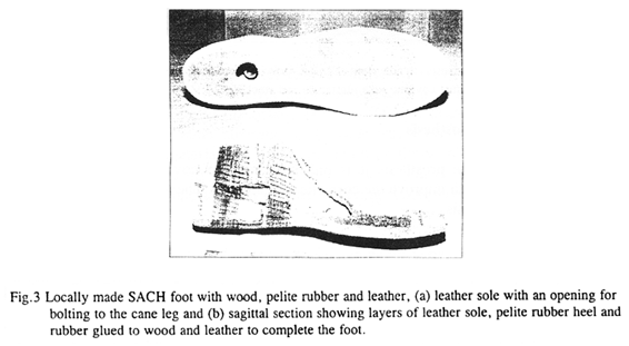 Fig.3 Locally made SACH foot with wood, pelite rubber and leather