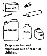 Keep matches and explosives out of reach of children.
