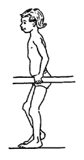 For most children, the bar should be about hip height, so that the elbows are a little bent