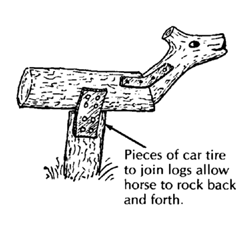 HORSE (Pieces of car tire to join logs allow horse to rock back and forth,