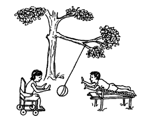 Tying a string to the toy allows the children