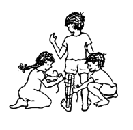 Children can play a game in which one child pretends to have a handicap.