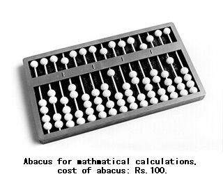 Abacus for mathmatical calculations, cost of abacus: Rs.100.