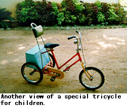 Another view of a special tricycle for children.