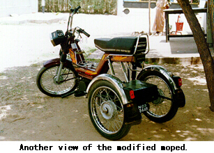 Another view of the modified moped.