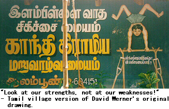 'Look at our strengths, not at our weaknesses!'- Tamil village version of David Werner's original drawing.