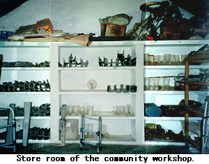 Store room of the community workshop.