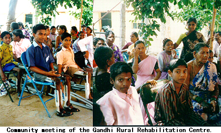 Community meeting of the Gandhi Rural Rehabilitation Centre.