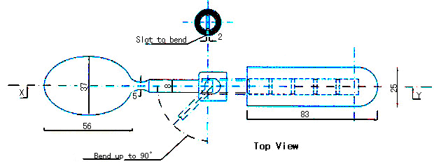 Design of a swivel spoon - Top view. 