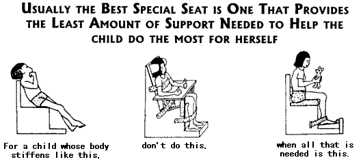 Usually the Best Special Seat is One That Provides the Least Amount of Support Needed to Help the child do the most for herself.