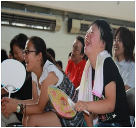 Laughter and happy faces of the audience