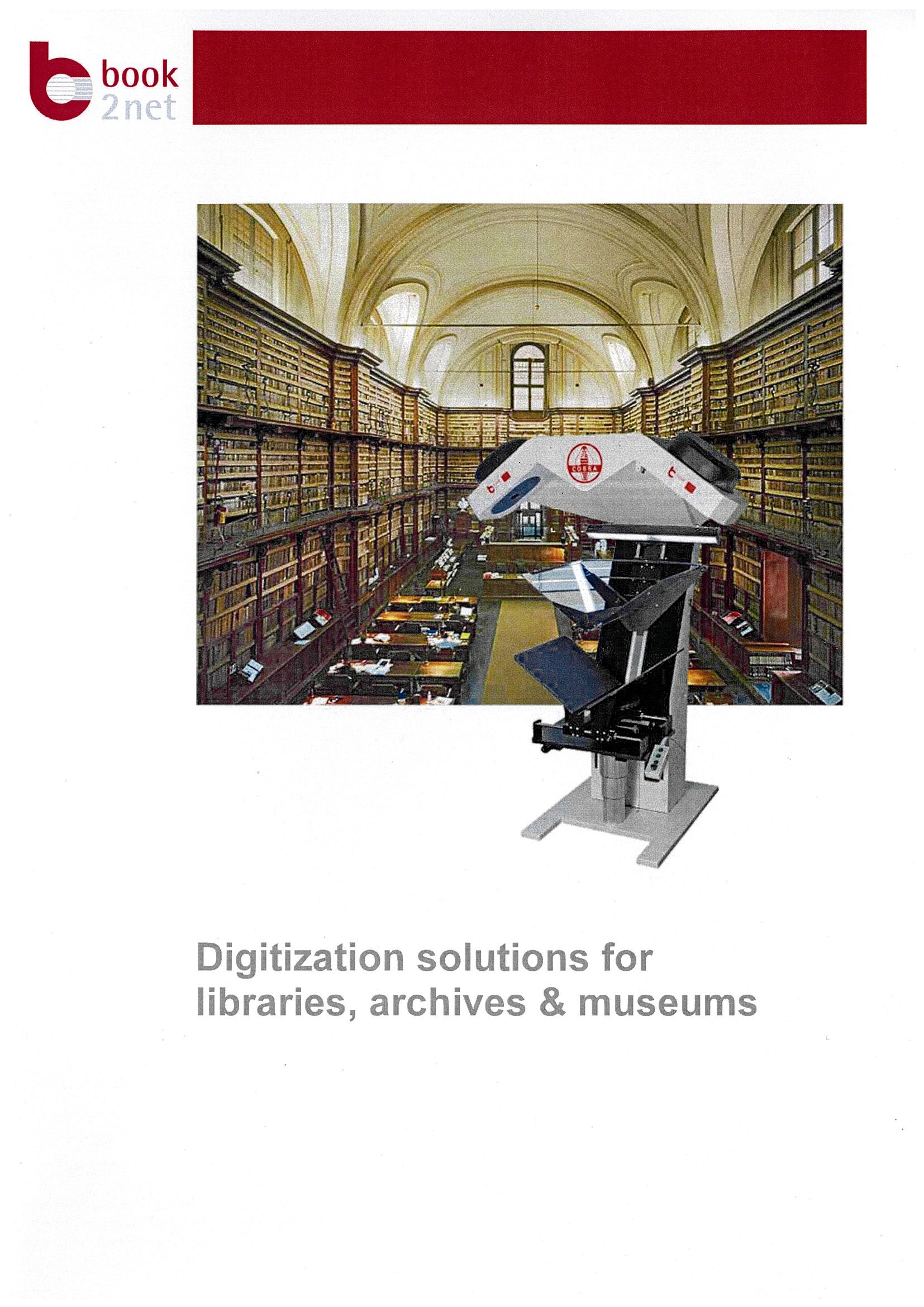 写真３：（パンフレット）book2net社　図書館・アーカイブ・博物館向けデジタル化ソリューション