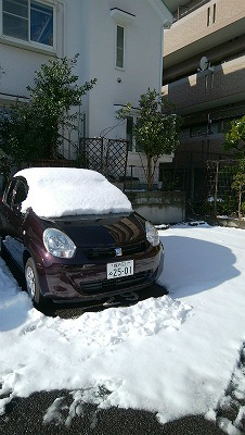 車と地面に雪が積もっている写真