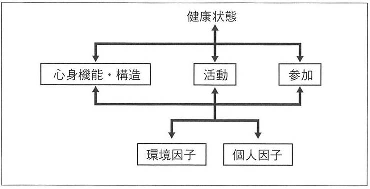 図２　国際生活機能分類（ＩＣＦ）の生活機能構造モデル（２００１）