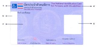タイ国民障害者IDカード表面