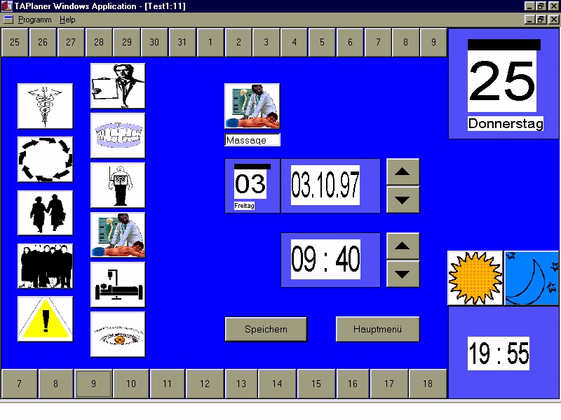 Example of an additional mnemonic tool of the KommAS system: a day time manager