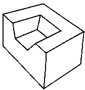 A large cube, top of which formed a narrow U-shaped shelf.