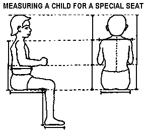 Measuring a child for a special seat.