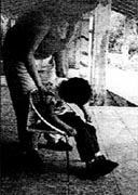 Tinin slumped forward when he sat on a forward-tilting seat.