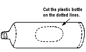 Cut the plastic bottle on the dotted lines.