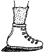 A modified shoe with the heel that sticks 2 or 3 centimeters out behind.