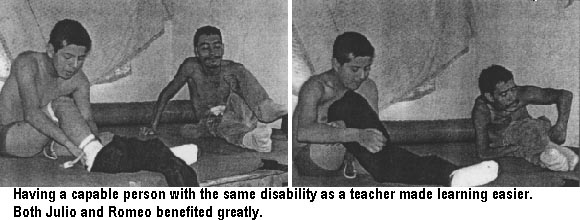 Having a capable person with the same disability as a teacher made learning easier. Both Julio and Romeo benefited greatly.