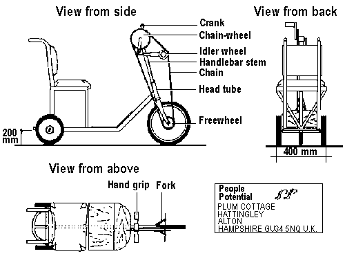 Pafupi's home-made tricycle was rebuilded by People Potential.