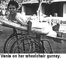 Vania on her wheelchair gurney.