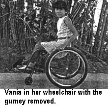 Vania in her wheelchair with the gurney removed.