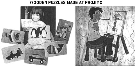 Wooden puzzles made at PROJIMO.