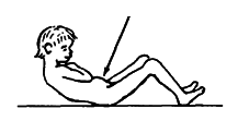 Sitting up with knees bent uses mainly the stomach muscles.