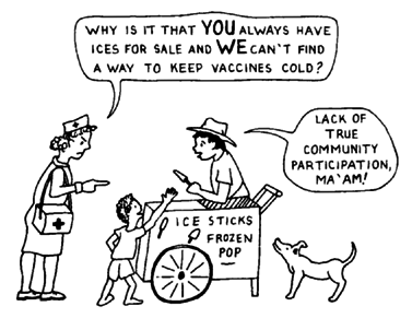 Seek community help with vaccination and in keeping vaccine cold.