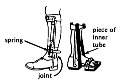 You can make a brace that lifts the foot with a spring or rubber band.