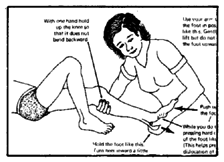 Stretching exercise for a tight heel cord.