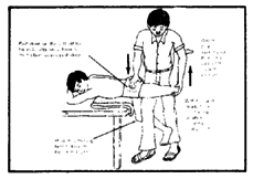 Stretching exercise for a bent hip.