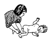Help the child 'loosen up' by swinging her legs back and forth.