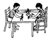 The child sits and plays in the improved position without help.