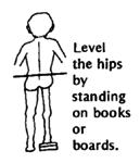 Level the hips by standing on books or boards.