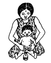 A mother can learn to feel how full the bladder is, and to tap on it gently to see if this makes the baby fee.