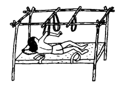 As the child gets stronger, hang loops and provide other aids.