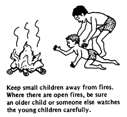 Keep small children away from fires.