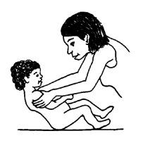 When lying face up, take baby's upper arms and pull her up gently.