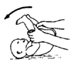 Curl up the child in a 'ball' and slowly roll his hips and legs from side.