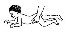 Help the child by lifting the hip.