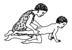 Have the child hold one leg or arm off the ground and shift his weight back and forth.