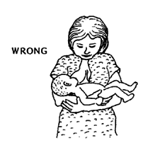Do not feed the baby while she is lying on her back.