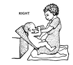 Putting gently on the chest helps stop backward stiffening so the baby can swallow better.