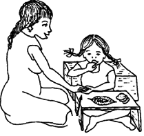 A child may helped by making a low table out of a box.