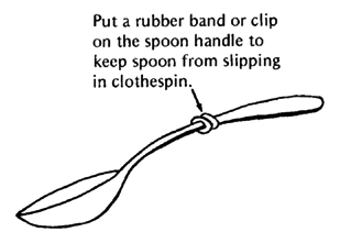 Put a rubber band or clip on the spoon handle.