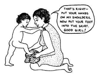 As you dress the child talk to her.